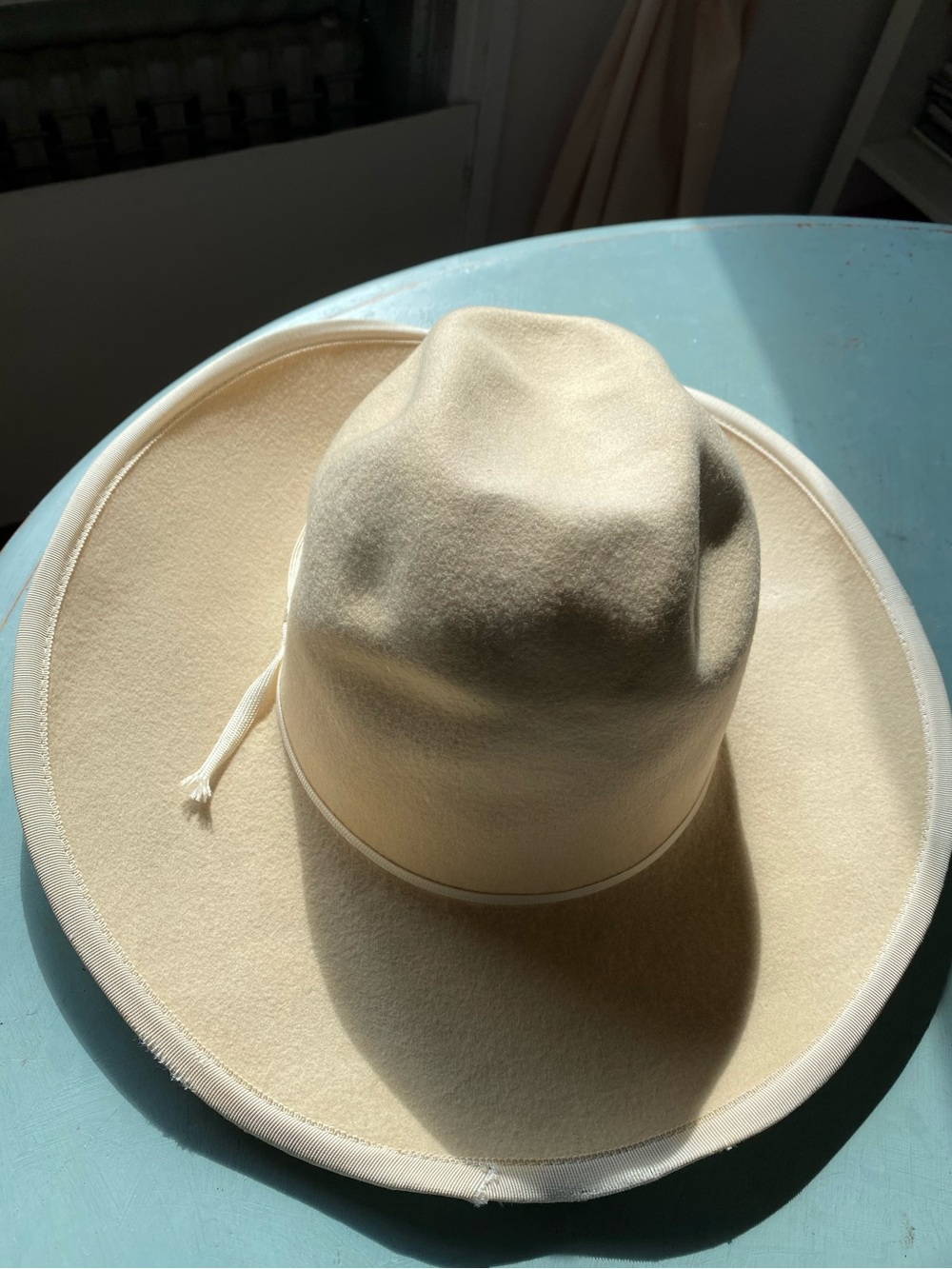 Smithbilt Calgary Cream Wide-Brim Fedora Wool Hat 6 3/4 Small